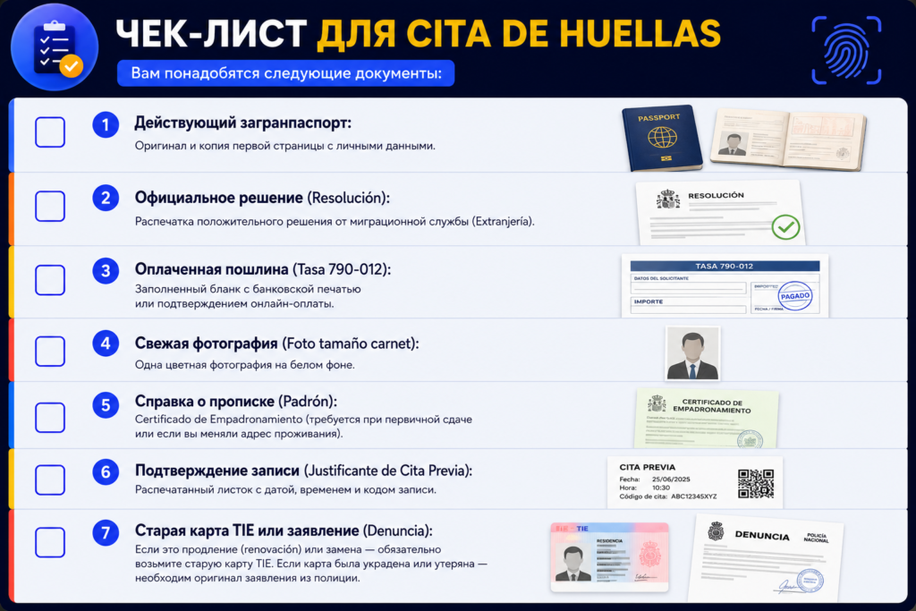 Чек-лист для Cita de Huellas