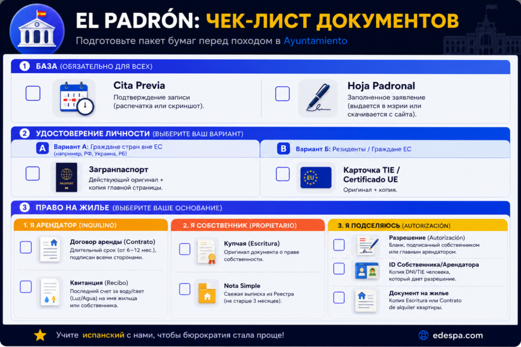 Чек-лист документов для прописки empadronamiento в Испании — Edespa