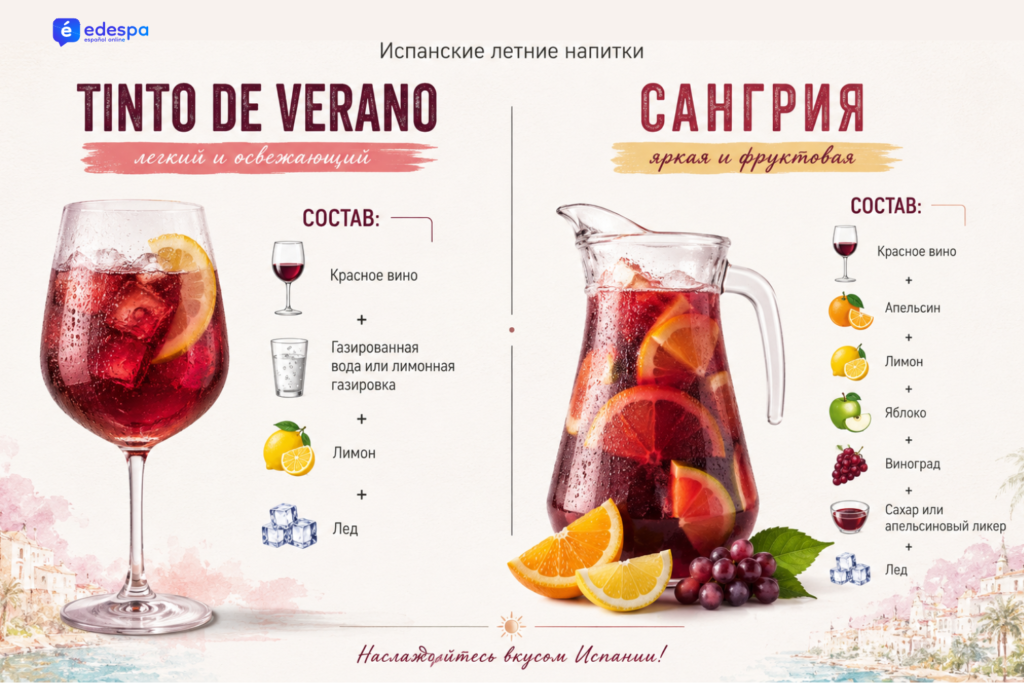 Испанские напитки в жару: Сангрия или Tinto de Verano?