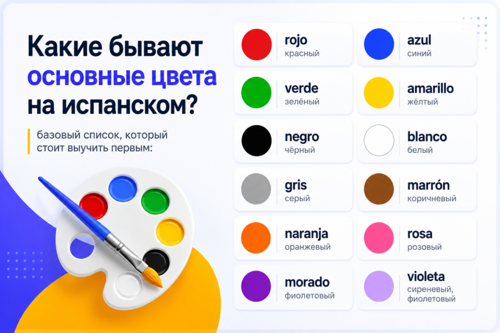Цвета на испанском: таблица основных цветов с переводом