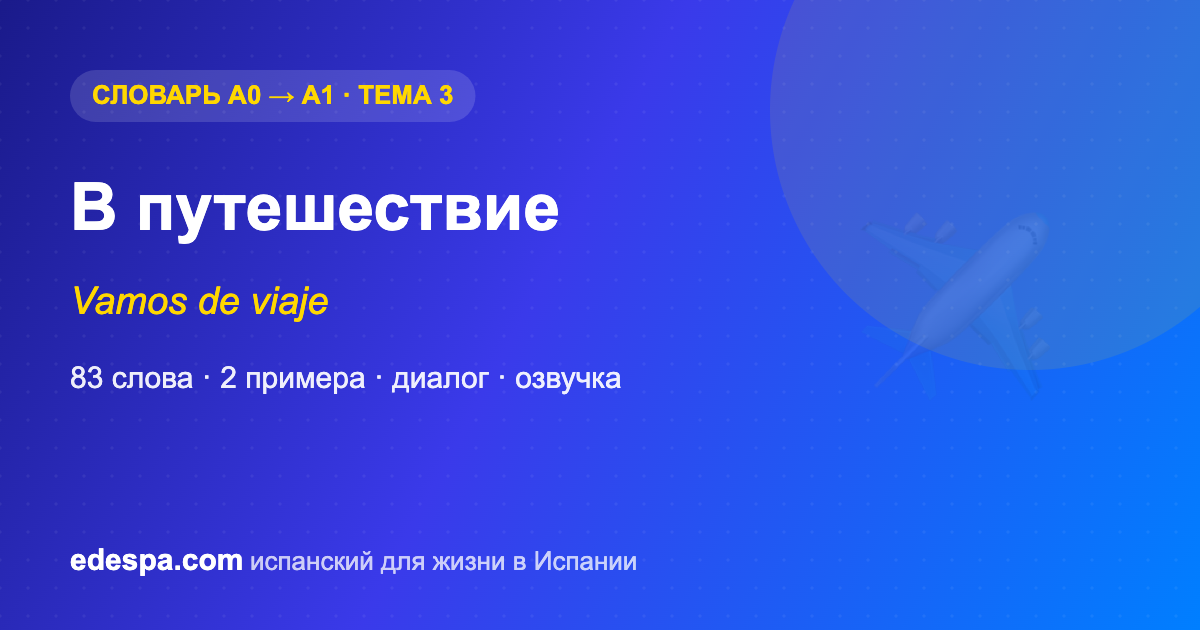 Слова для путешествия на испанском — словарь испанских слов уровня A1