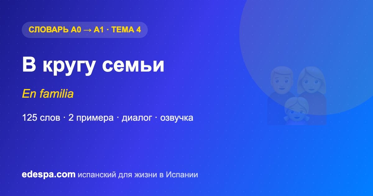 Семья на испанском — словарь испанских слов уровня A1