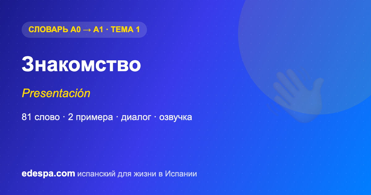 Знакомство на испанском — словарь испанских слов уровня A1