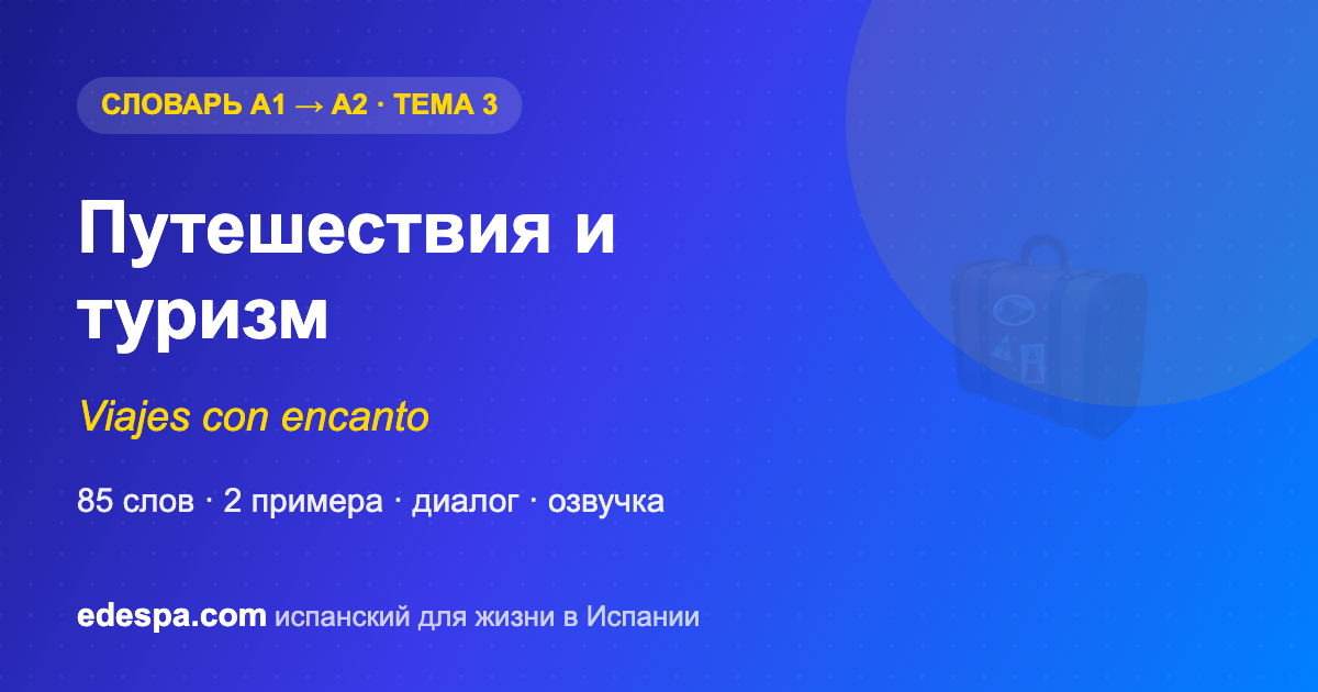 Путешествия на испанском — словарь испанских слов уровня A2